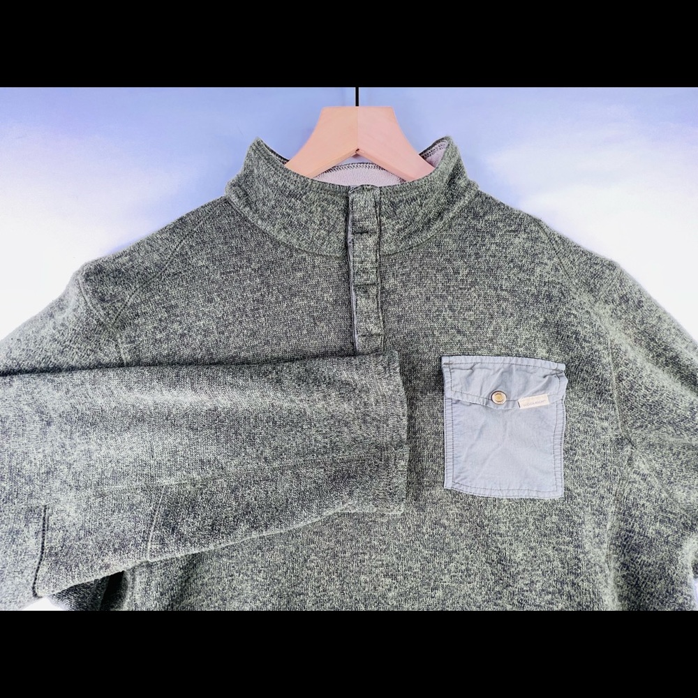 WOOLRICH MENS SZ L 1/4 BUTTON PULLOVER COLLARED SWEATSHIRT